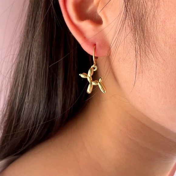 Doggy Balloon drop earrings (Champagne Gold) - Picture 3 of 4